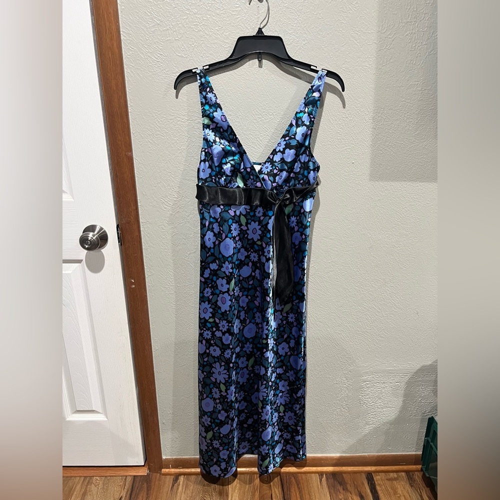 august silk Blue Floral Maxi Dress with Size Small EUC Y2K Fairy Vintage Beauty